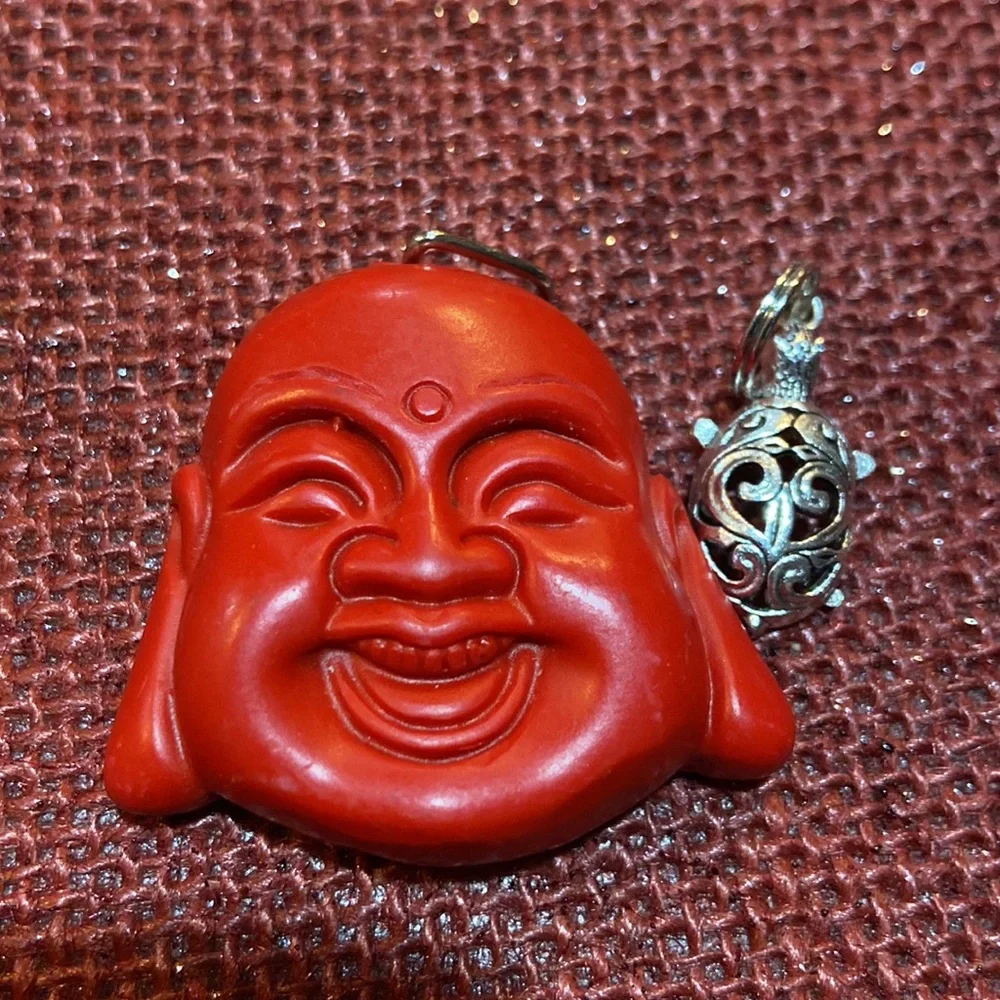 - 🏮- lucky Buddha carved red cinnabar stone healing Luck abundance tortois… - Picture 1 of 11